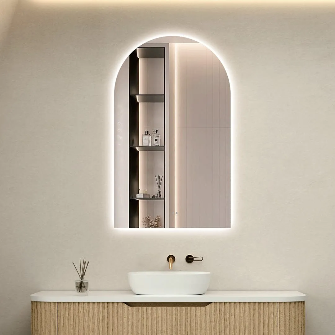 Achi Frameless Arch Led Bathroom Mirror Anti-Fog Dimmable