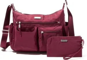 Baggallini Anywhere Hobo Crossbody Women 13x9.5 Water-Resistant Travel Purse Handbag Shoulder Bag W/RFID Wristlet