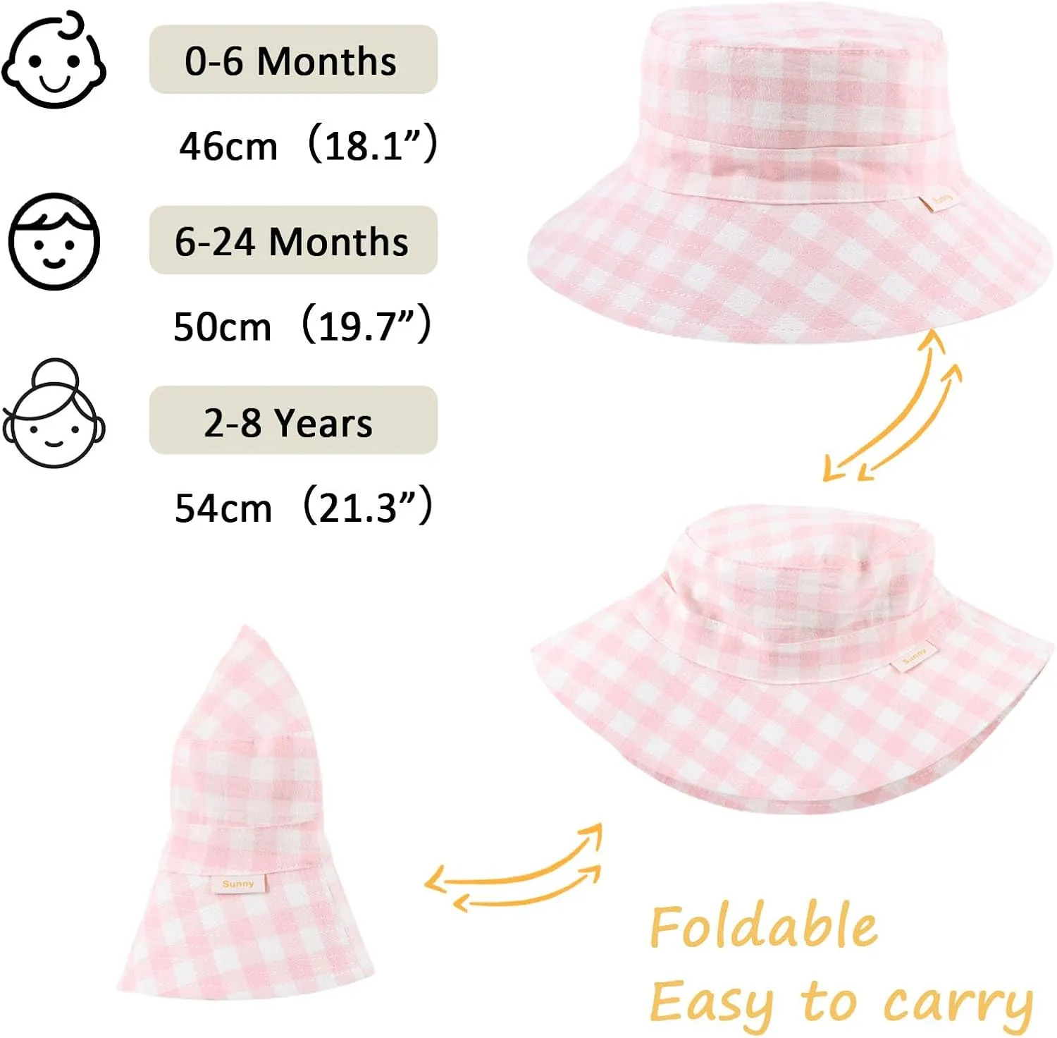Bamery Baby Toddler Girls Bucket Hat Newborn Sun Hats for Boys Classic Infant Summer UV Protection Hats Kids Beach Cap