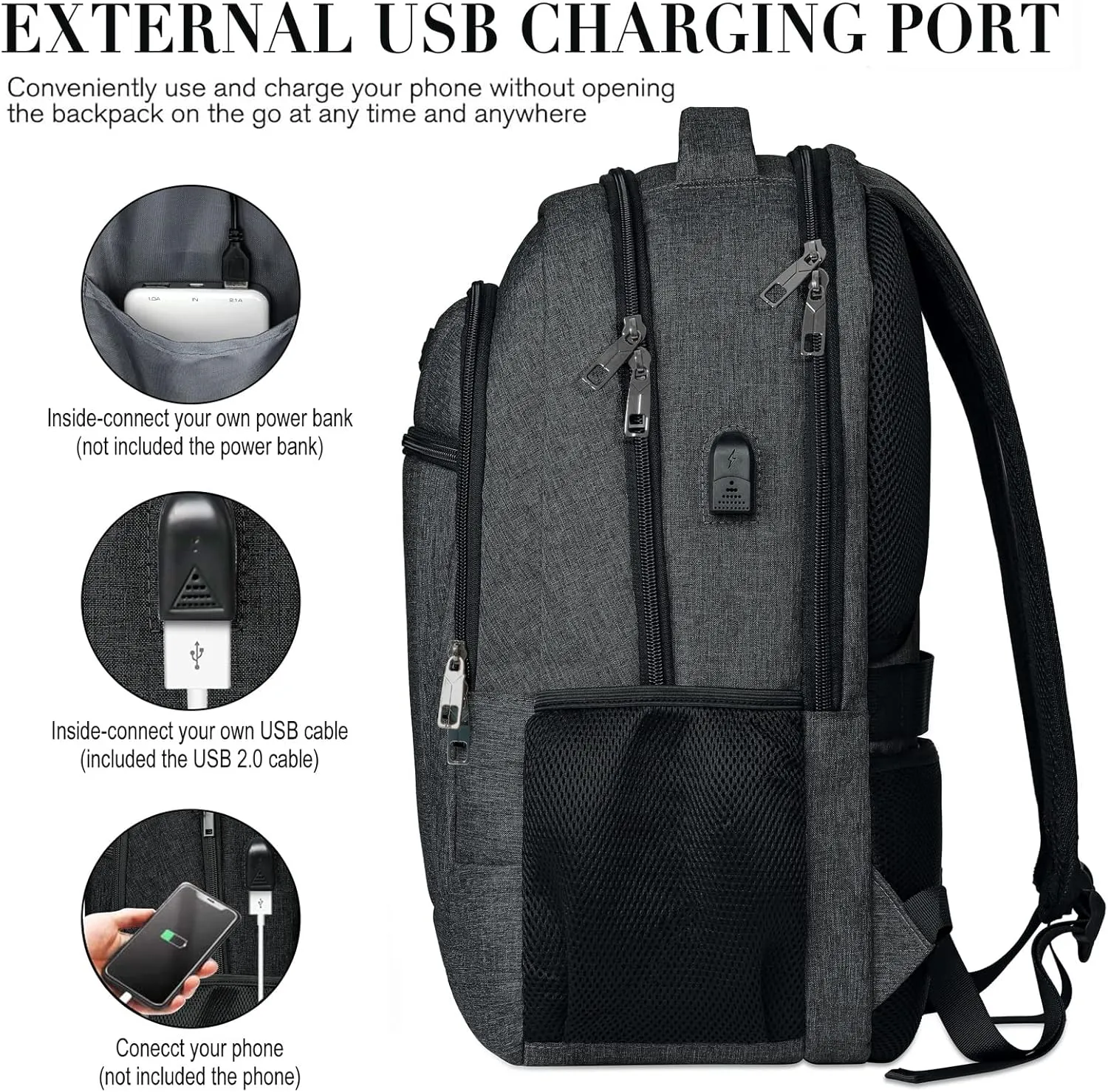 BIKROD 45L Extra Large Travel Laptop Backpack for Men and Women, Carry on Back Pack with USB Charging Port Fit 18.4 IN Laptop, Black, Gift