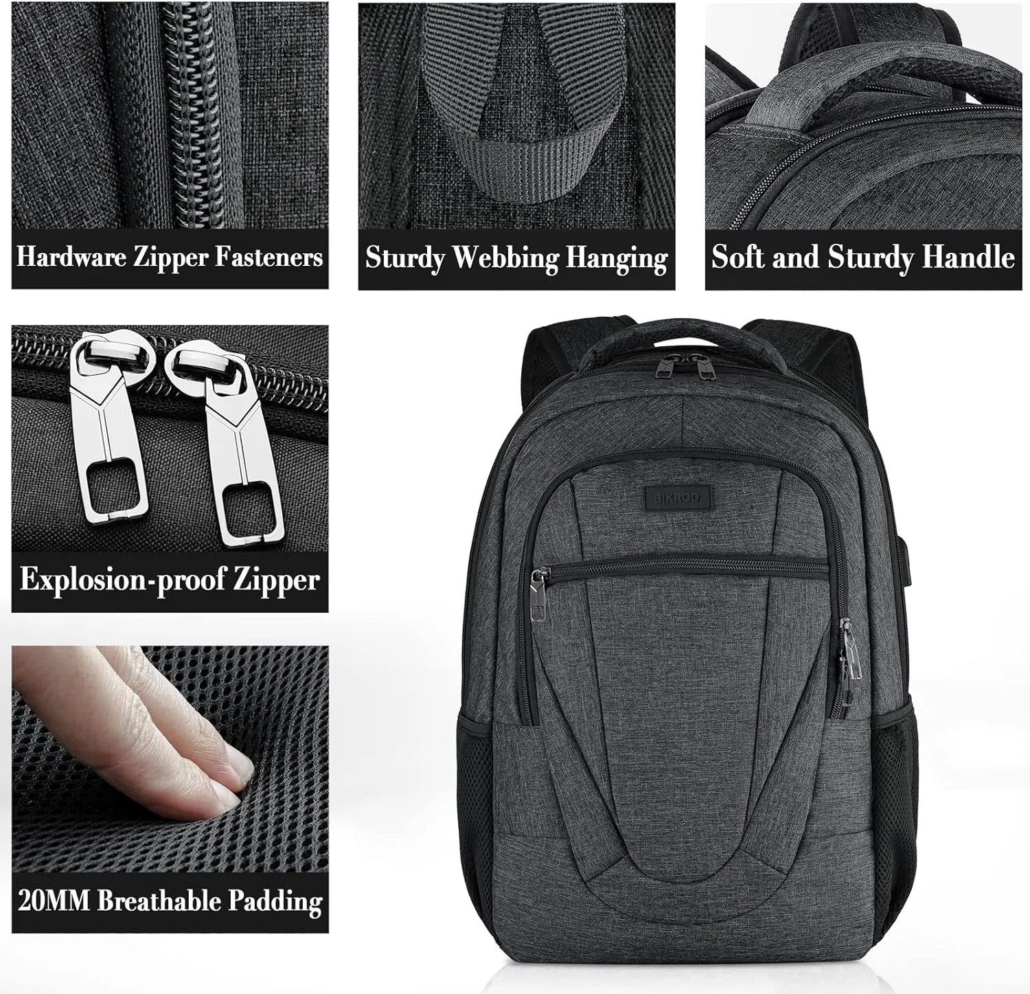 BIKROD 45L Extra Large Travel Laptop Backpack for Men and Women, Carry on Back Pack with USB Charging Port Fit 18.4 IN Laptop, Black, Gift