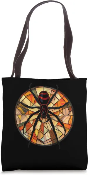 Black Widow Spider Stained Glass Tote Bag