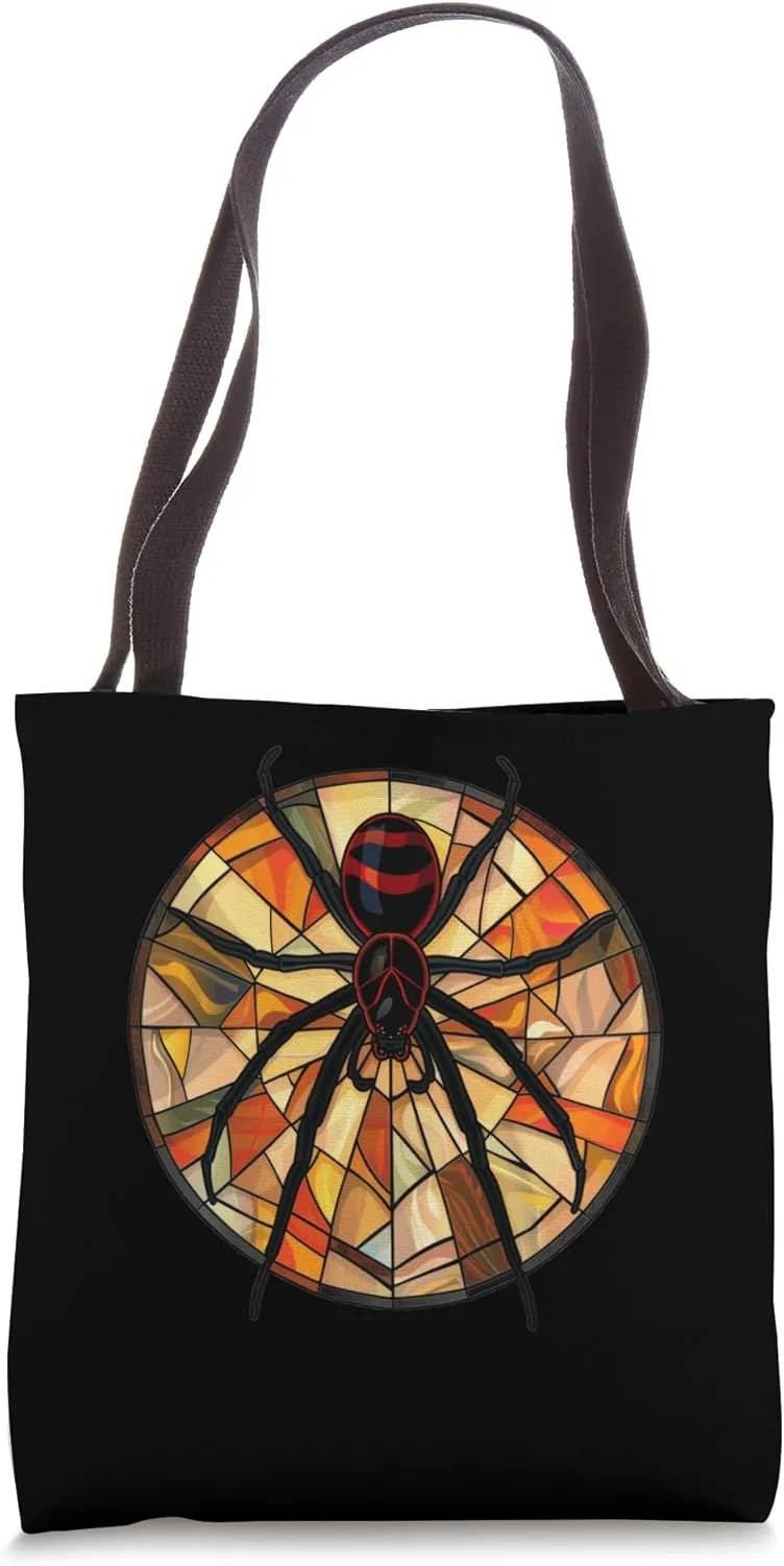 Black Widow Spider Stained Glass Tote Bag