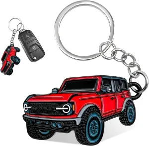 Car Keychain, Cute Car Model Key Chain for Rubicon X Rubicon 392, Wrangler Keychain with Metal Ring for Friends (Red)