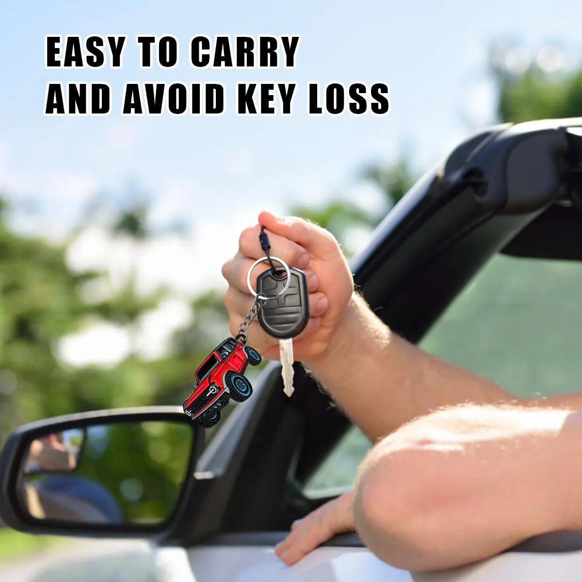 Car Keychain, Cute Car Model Key Chain for Rubicon X Rubicon 392, Wrangler Keychain with Metal Ring for Friends (Red)