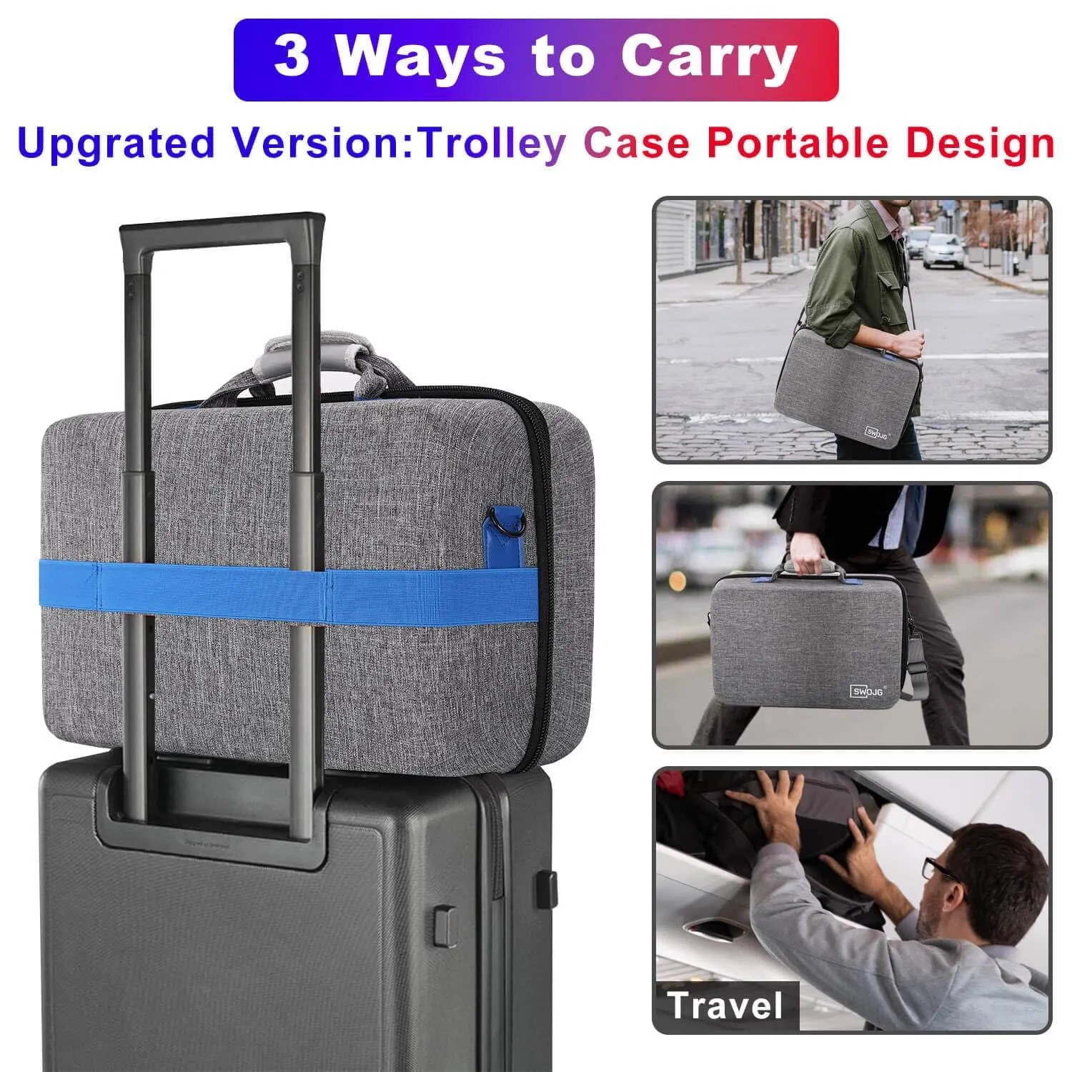 Carrying Case Hard Shell for PS5, Travel Bag for PS5, Playstation 5 Carrying Case Hard Shell for Travel, Compatible with Playstation 5, PS5 Pro, Shockproof, Grey