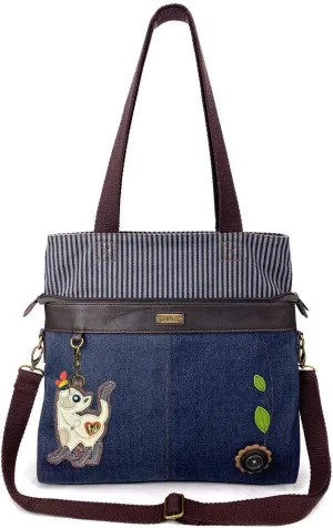 CHALA Canvas Convertible Denim Blue Stripe Work Tote