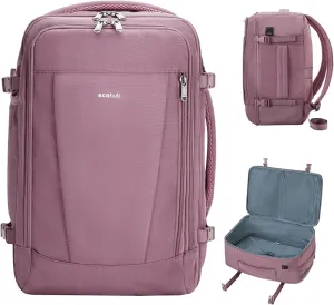 ECOHUB 17'' Travel Backpack, Personal Item Backpack with 13 Pockets, Flight Approved Carry on Backpack with USB Port & Luggage Sleeve, Travel bag for Women, Water Resistant Backpack, Pink
