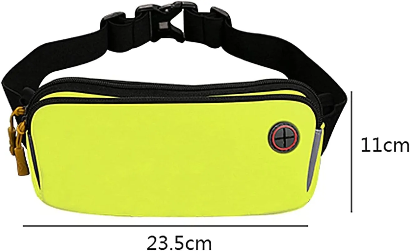 Fanny Pack for Men & Women - Lightweight Sports Pockets,Diving Fabrics,Outdoor Waterproof Mobile Phone Bag for Walking Cycling (Yellow,23.5 * 11cm)