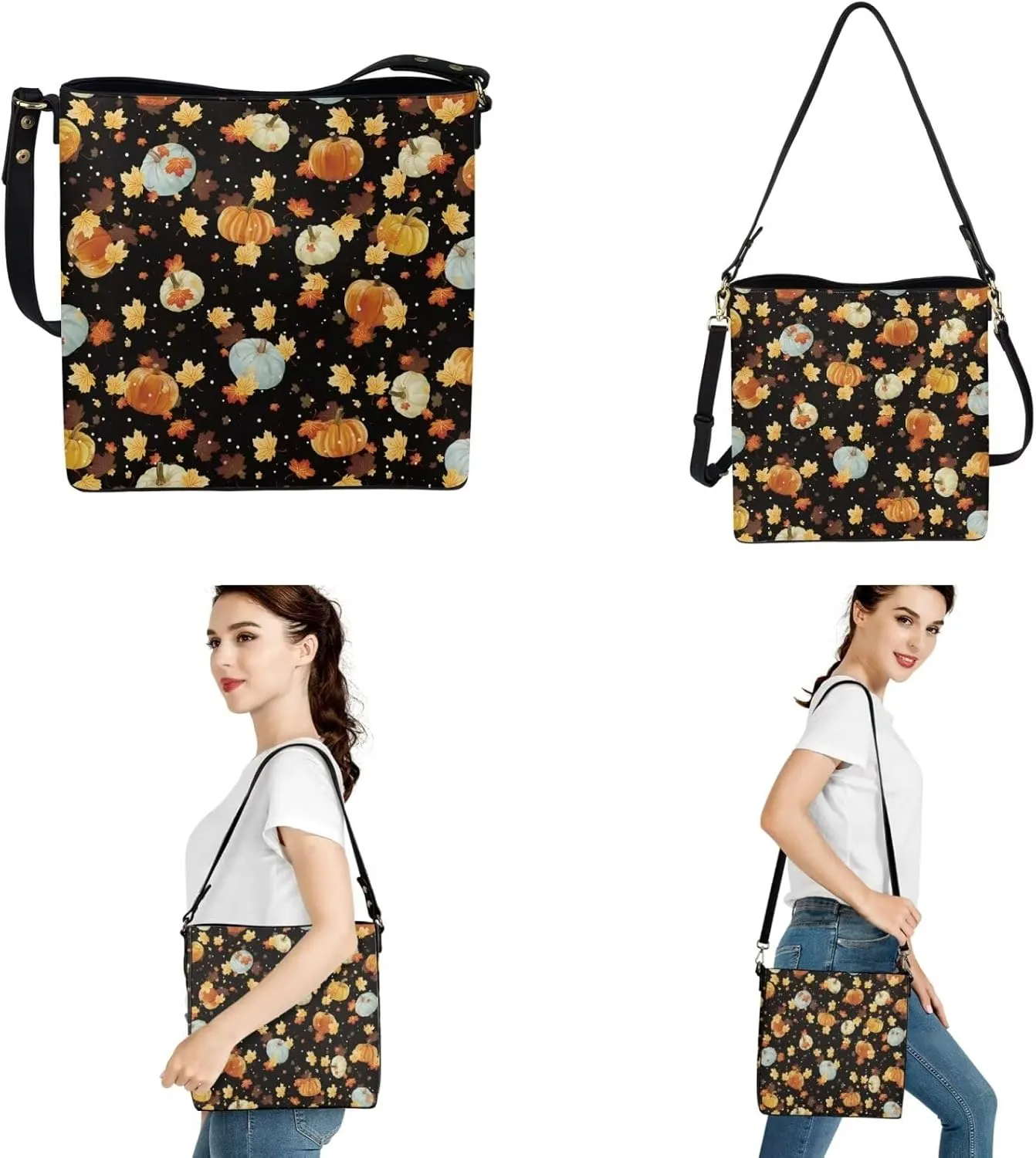Leather Bucket Bags for Women Messenger Bag Matching Wallet and Keychain Accsessory 3 Pcs