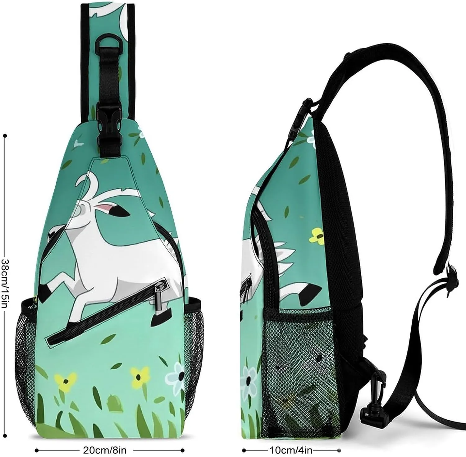 Lightweight Chest Bag Crossbody Bag Goat Frolic Sling Backpack for Women Men Sports Travel