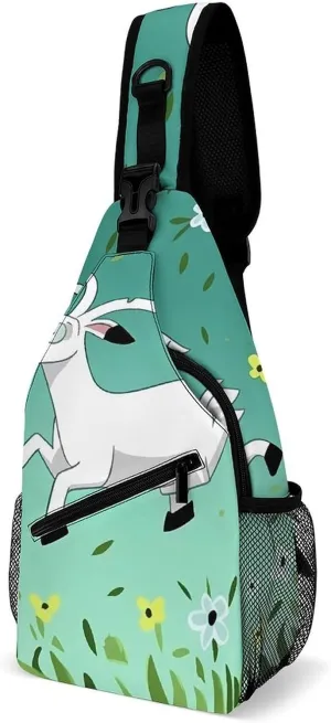 Lightweight Chest Bag Crossbody Bag Goat Frolic Sling Backpack for Women Men Sports Travel