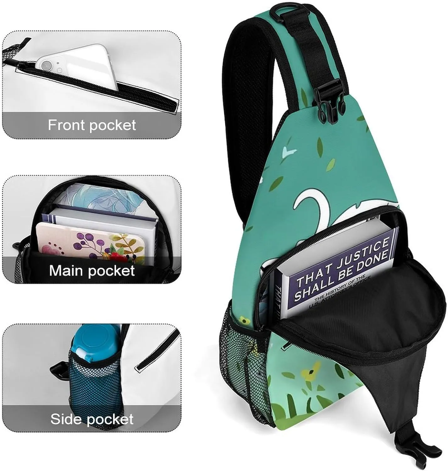 Lightweight Chest Bag Crossbody Bag Goat Frolic Sling Backpack for Women Men Sports Travel