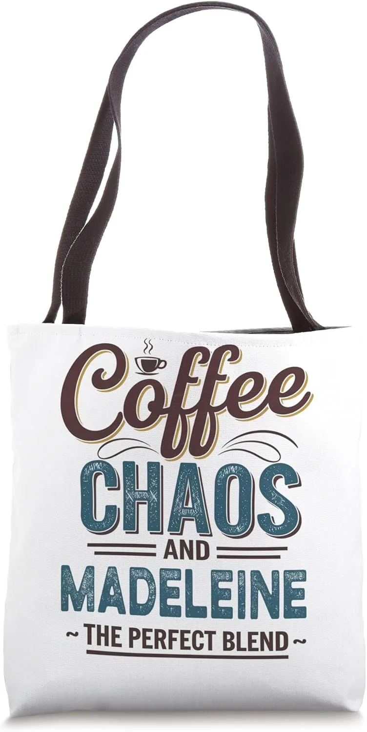 Madeleine Personalized Cute Coffee Girls Madeleine Name Tote Bag