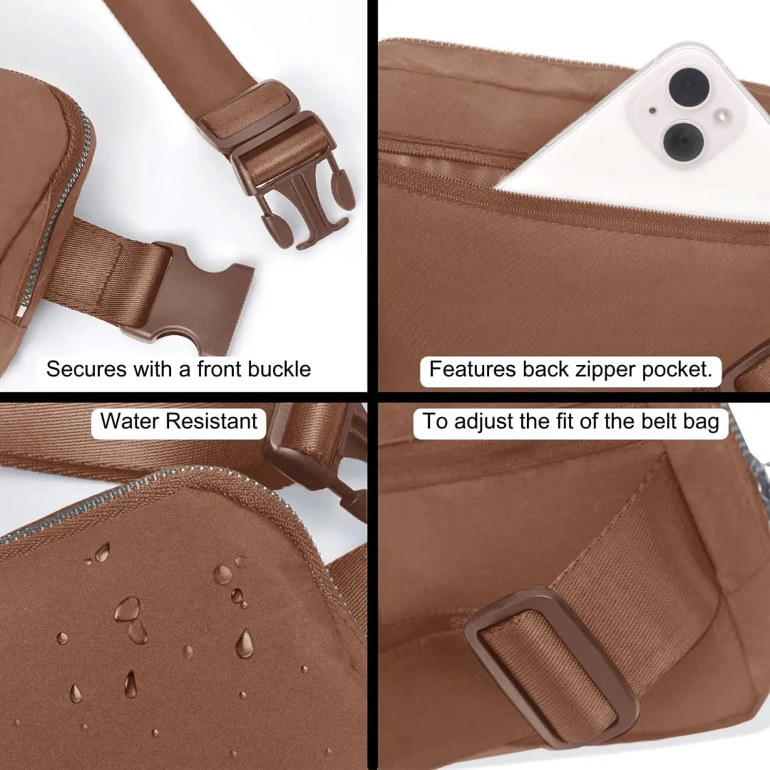 NGIL Mini Belt Bag for Women Crossbody Pack Workout Traveling Running Hiking Waist Bag with Adjustable Strap(Brown)