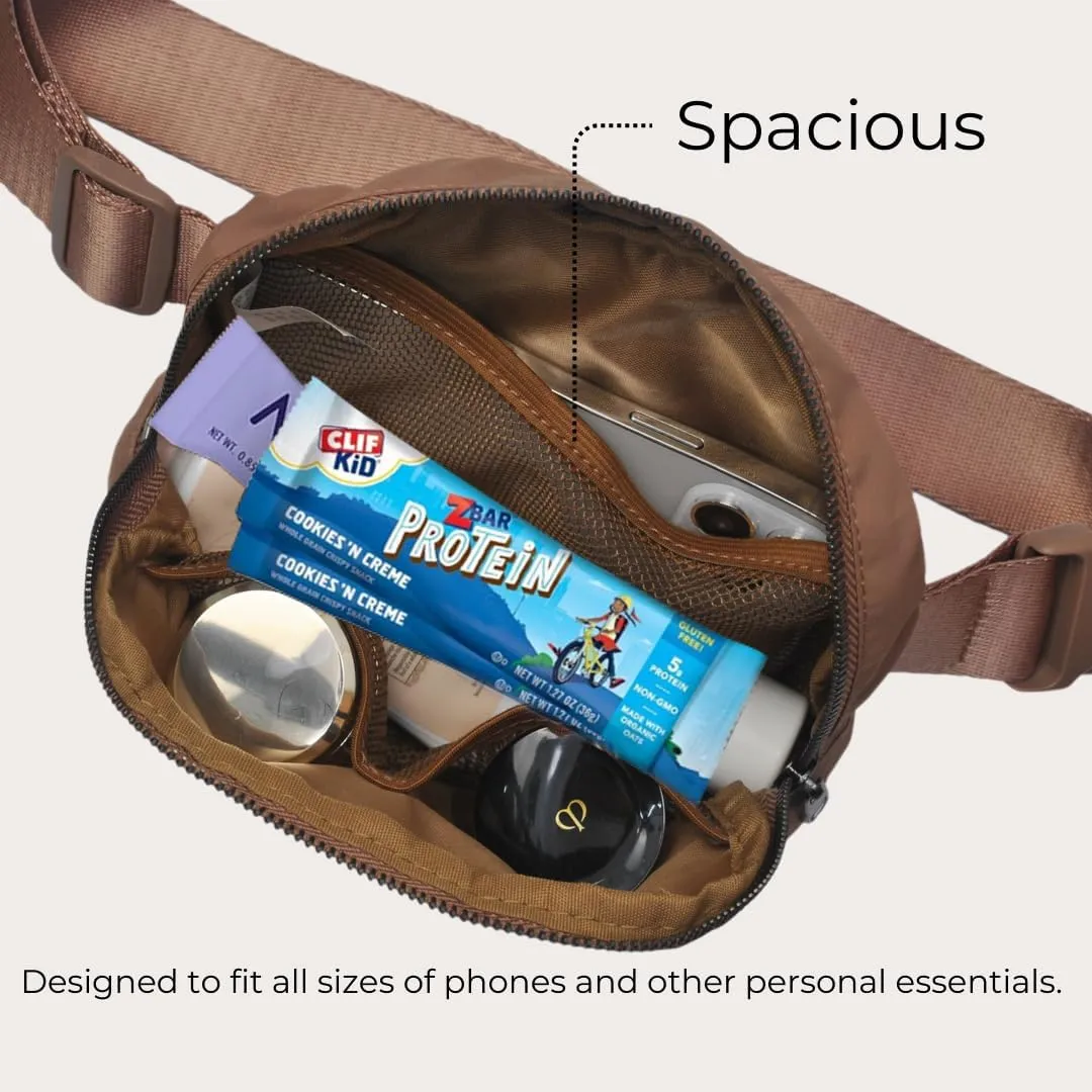 NGIL Mini Belt Bag for Women Crossbody Pack Workout Traveling Running Hiking Waist Bag with Adjustable Strap(Brown)