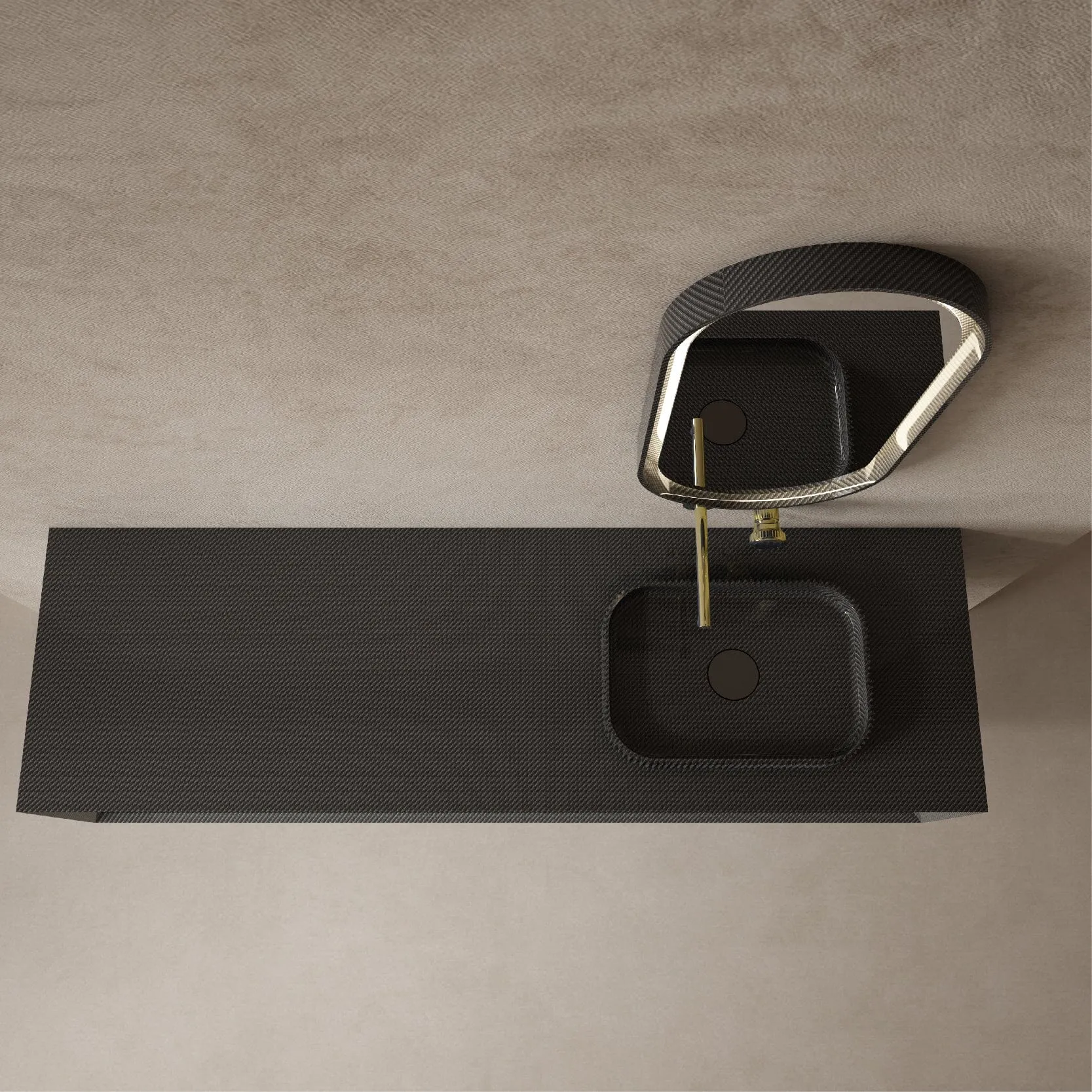 Noir 1600mm Carbon Fibre Wall Hung Bathroom Vanity Unit with Basin Ex-display