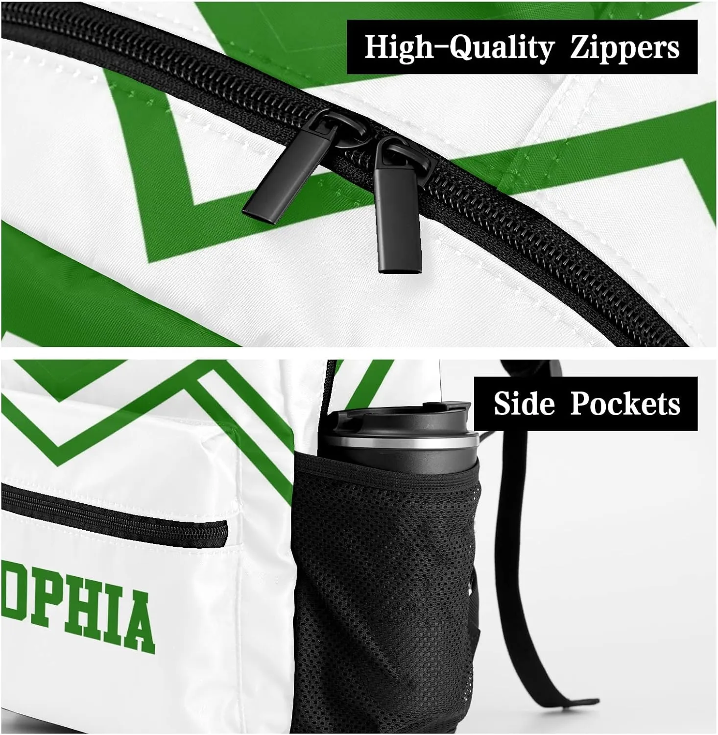 Personalized Custom Cheer Cheerleader Green Backpack Lightweight Travel Hiking Causual Bag With Name