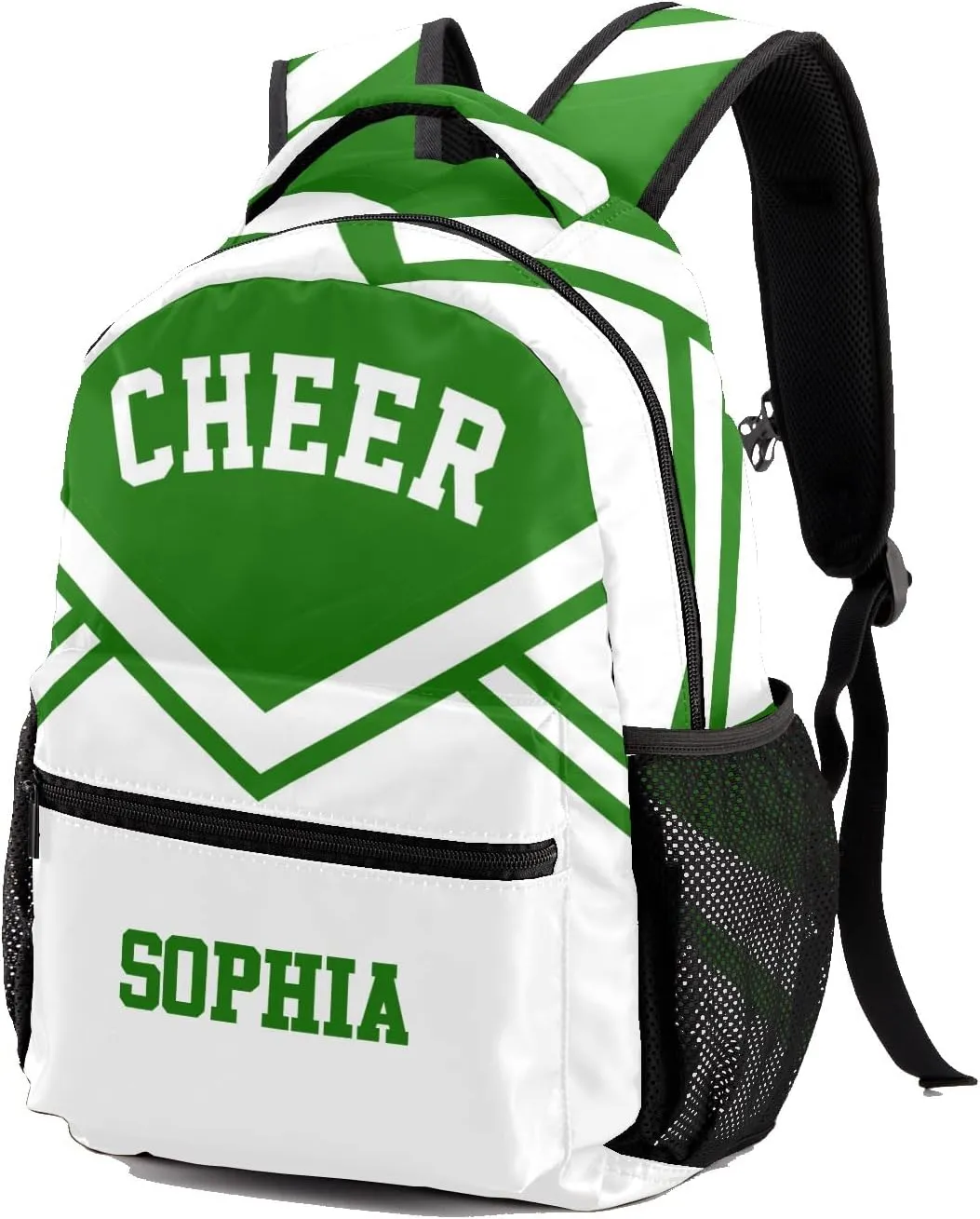 Personalized Custom Cheer Cheerleader Green Backpack Lightweight Travel Hiking Causual Bag With Name
