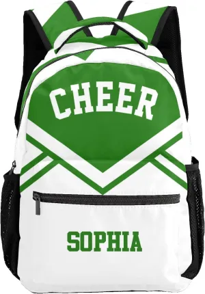Personalized Custom Cheer Cheerleader Green Backpack Lightweight Travel Hiking Causual Bag With Name
