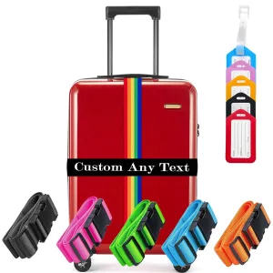 Personalized Luggage Straps, Customized Adjustable Suitcase Identifier Belt Embroidered with Name, Luggages Band Secure Bag Closure for Traveler Businessman - 13 Colors - Adjusts from 38" to 74" L