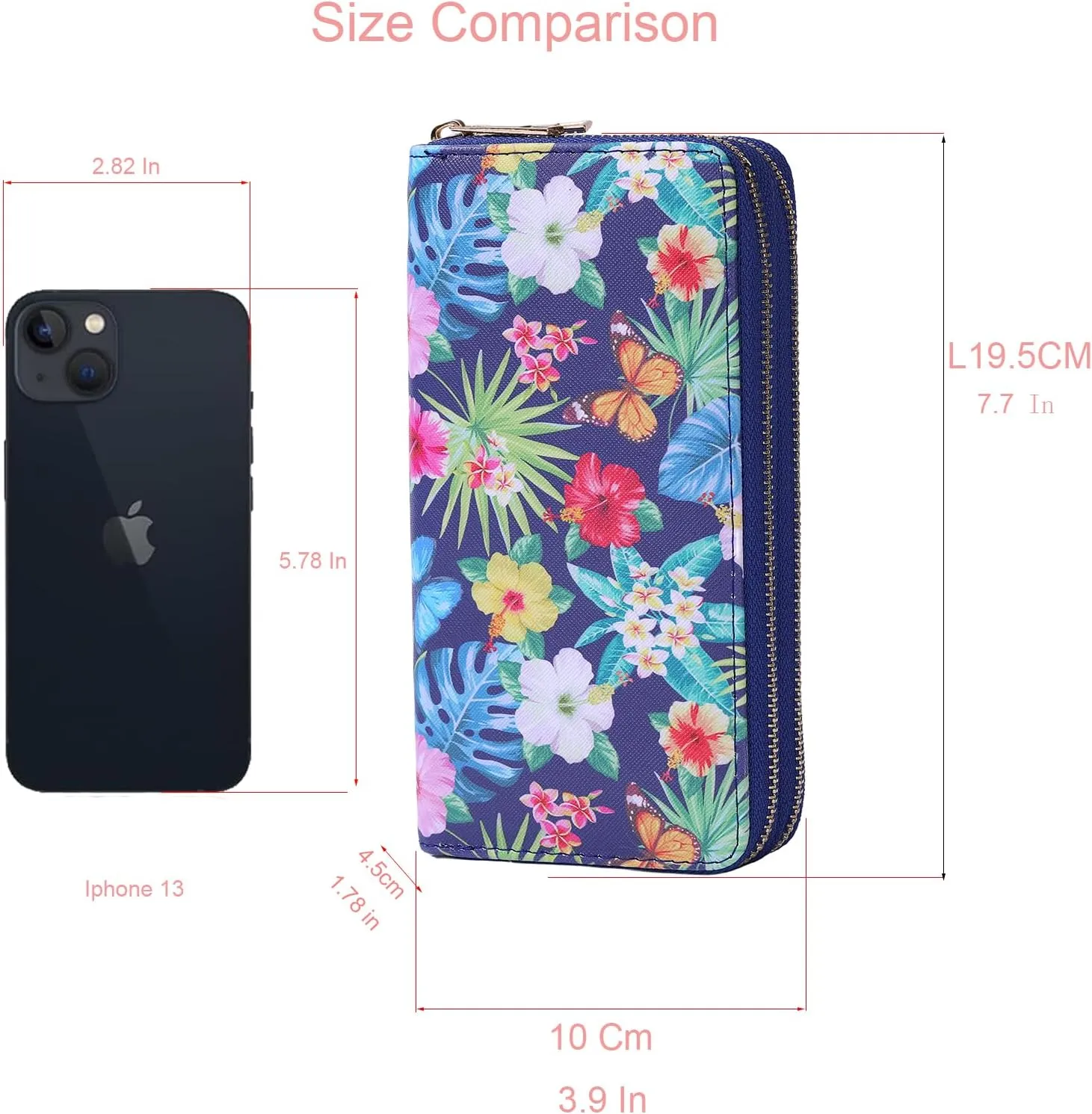 RFID Blocking Double Zip Wallet for Women Large Wristlet Clutch Bag Multi Card Holder Phone Case with Purse
