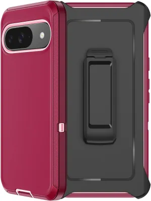 RubCase for Google Pixel 9 Case/Pixel 9 Pro Case with Belt Clip Holster, 2X Screen Protector, Heavy Duty Military Grade Full Body Shockproof Rugged Protective Cover for Pixel 9/9 Pro