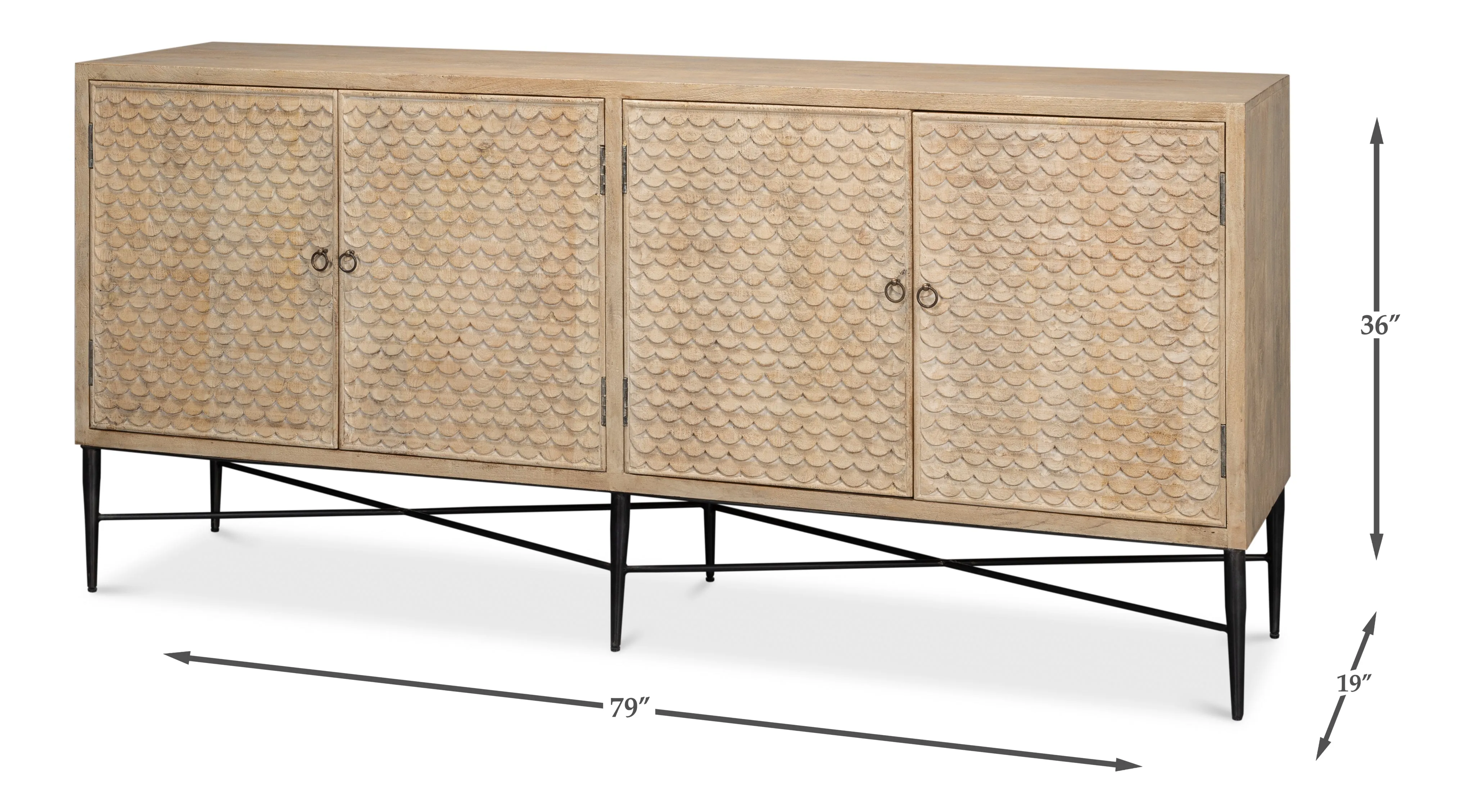 Sarreid - Archie Four Door Sideboard - Tan - Traditional