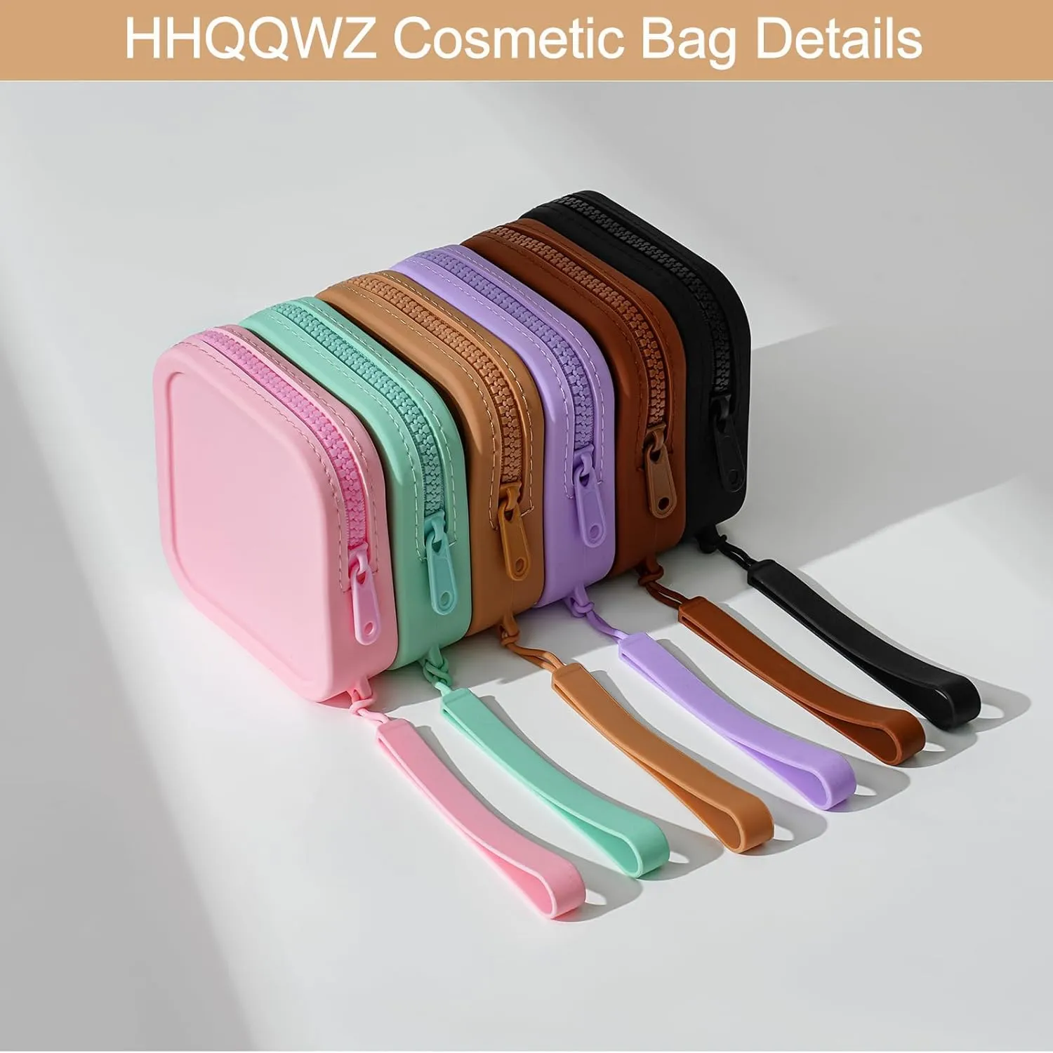 Small Square Portable Silicone Makeup Bag for Women Girls, Small Travel Lovely Waterproof Toiletry Cosmetic Bag, Zipper Closure Organizer Makeup Case with Handle (Purple)