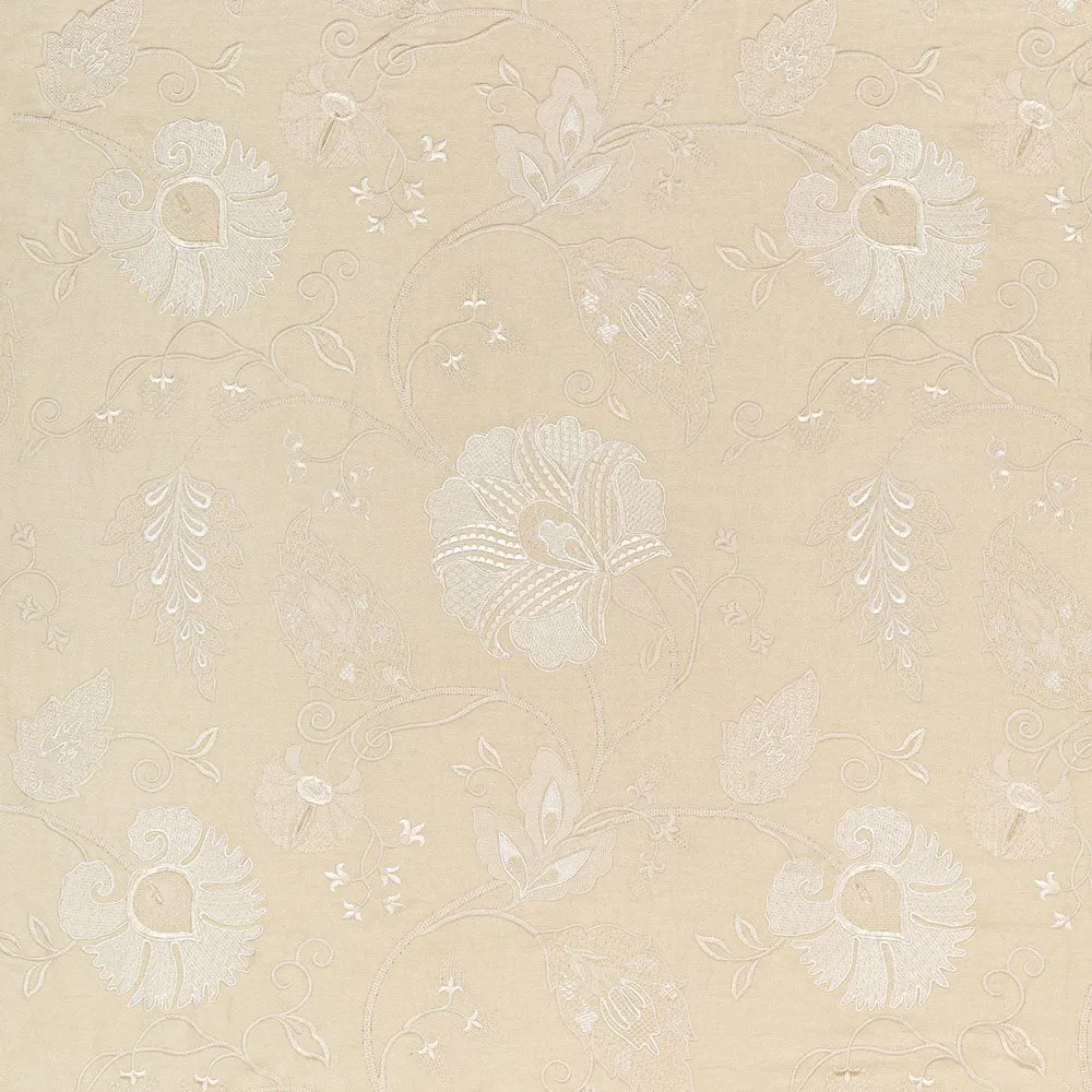 Stone and Ivory Embroidered Fabric