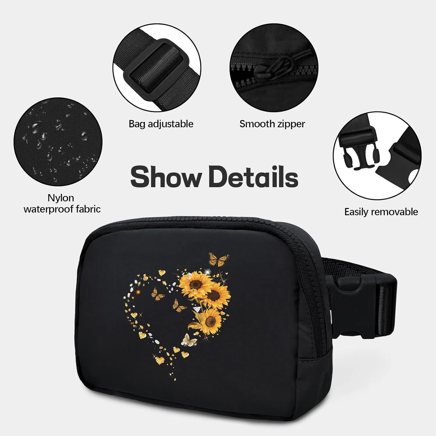 viewm Belt Bag for Women, Waterproof Fanny Packs for Women Men Fanny Pack Crossbody Bags for Women with Adjustable Strap for Travel Fitness Running Hiking