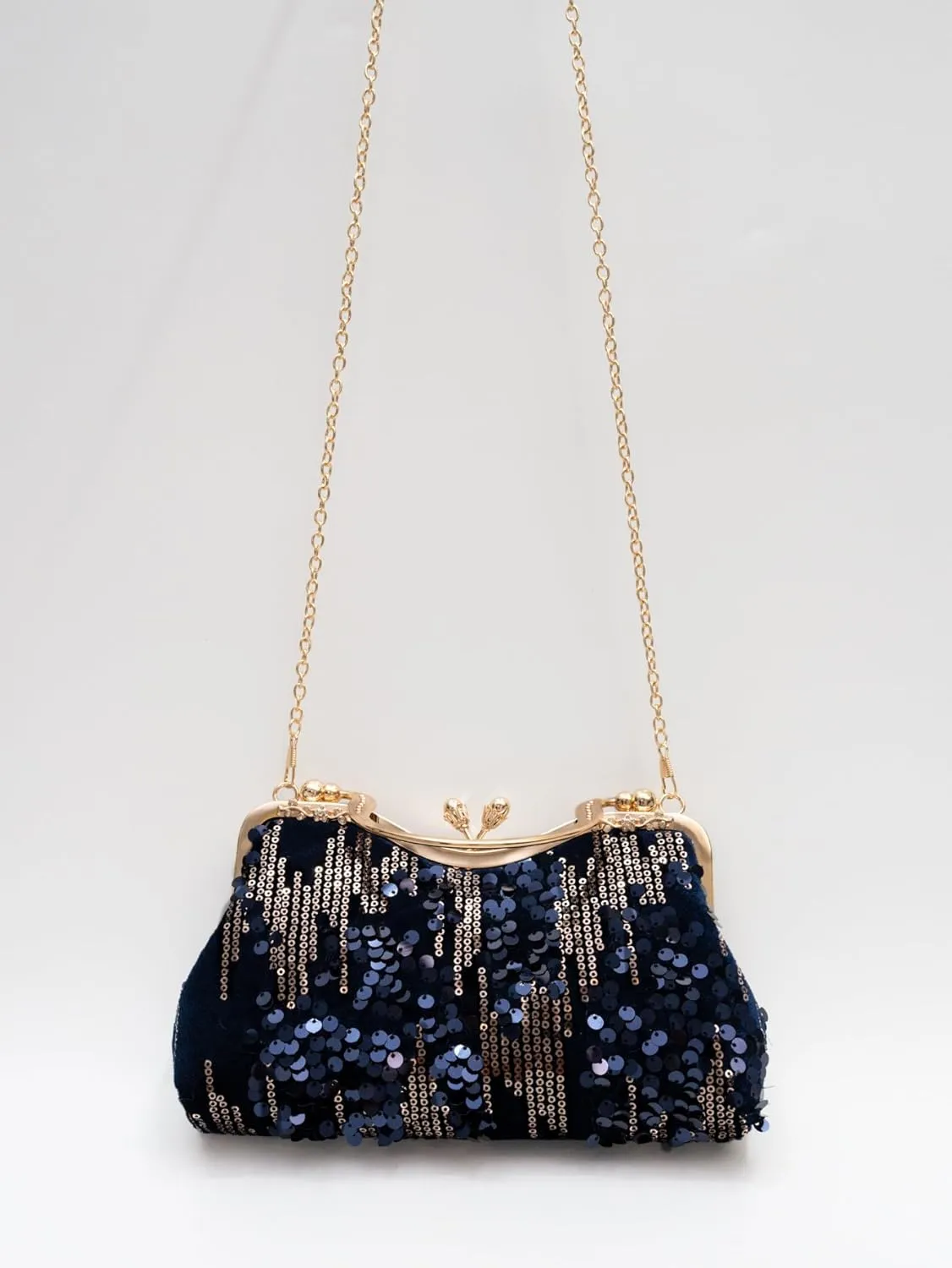 Vintage sequined velvet evening bag flower hardware handbag suitable for banquet wedding party formal occasions