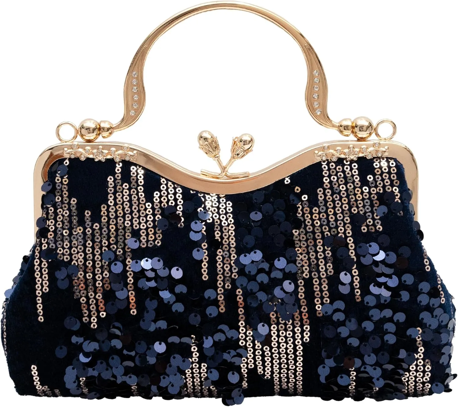 Vintage sequined velvet evening bag flower hardware handbag suitable for banquet wedding party formal occasions