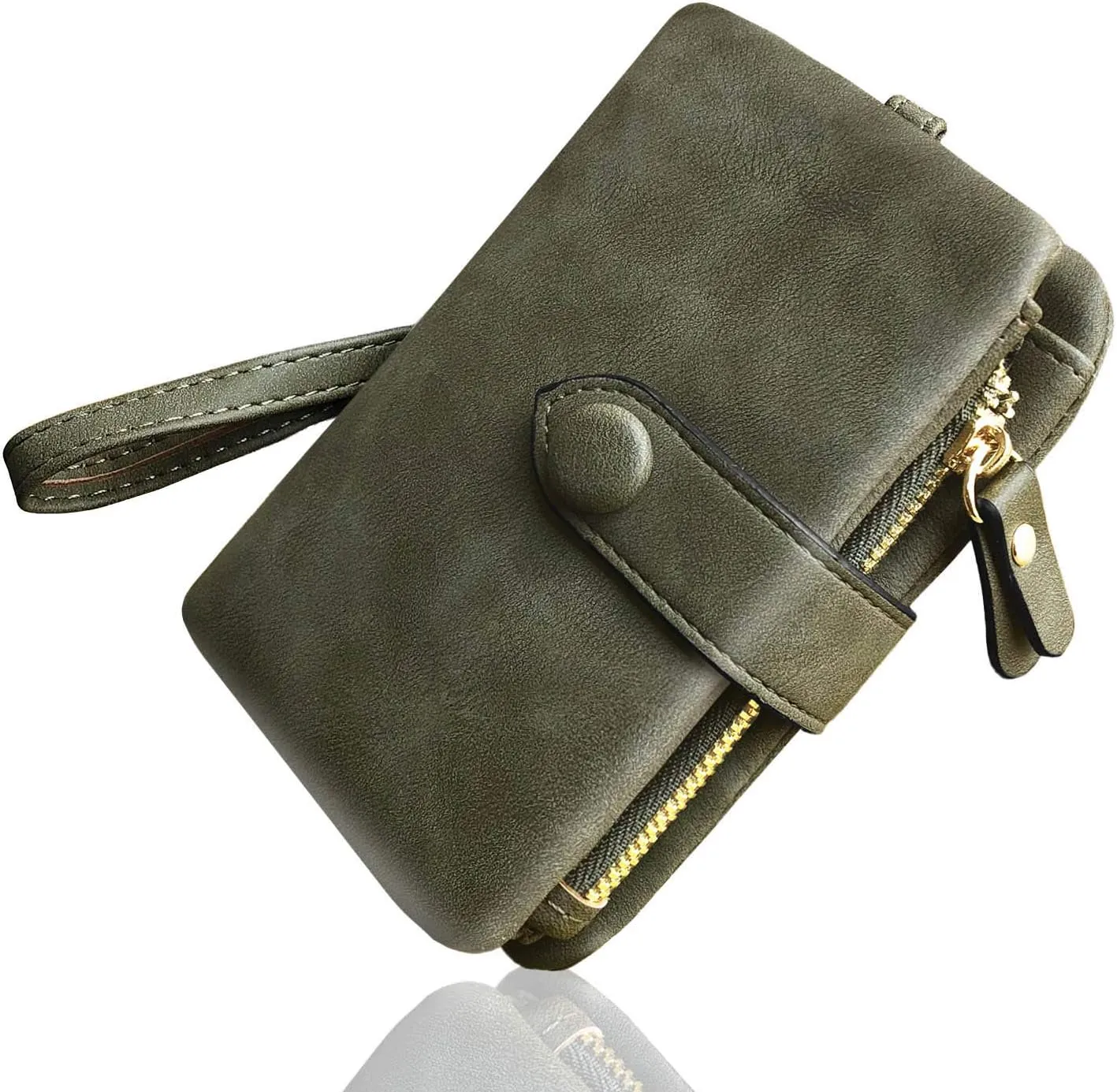 Wallets for Women Bifold Small Rfid Soft Leather Ladies Wallets Trifold Womens Wallets Billfolds Mini Wristlet Clutch Cute Zipper Coin Purse with Wrist Strap