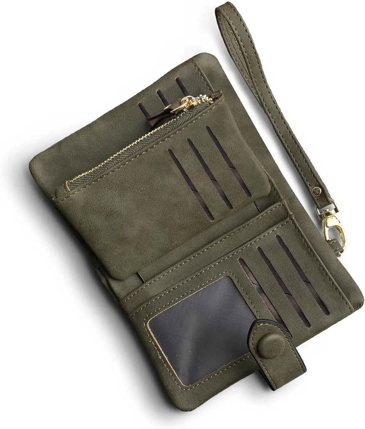 Wallets for Women Bifold Small Rfid Soft Leather Ladies Wallets Trifold Womens Wallets Billfolds Mini Wristlet Clutch Cute Zipper Coin Purse with Wrist Strap